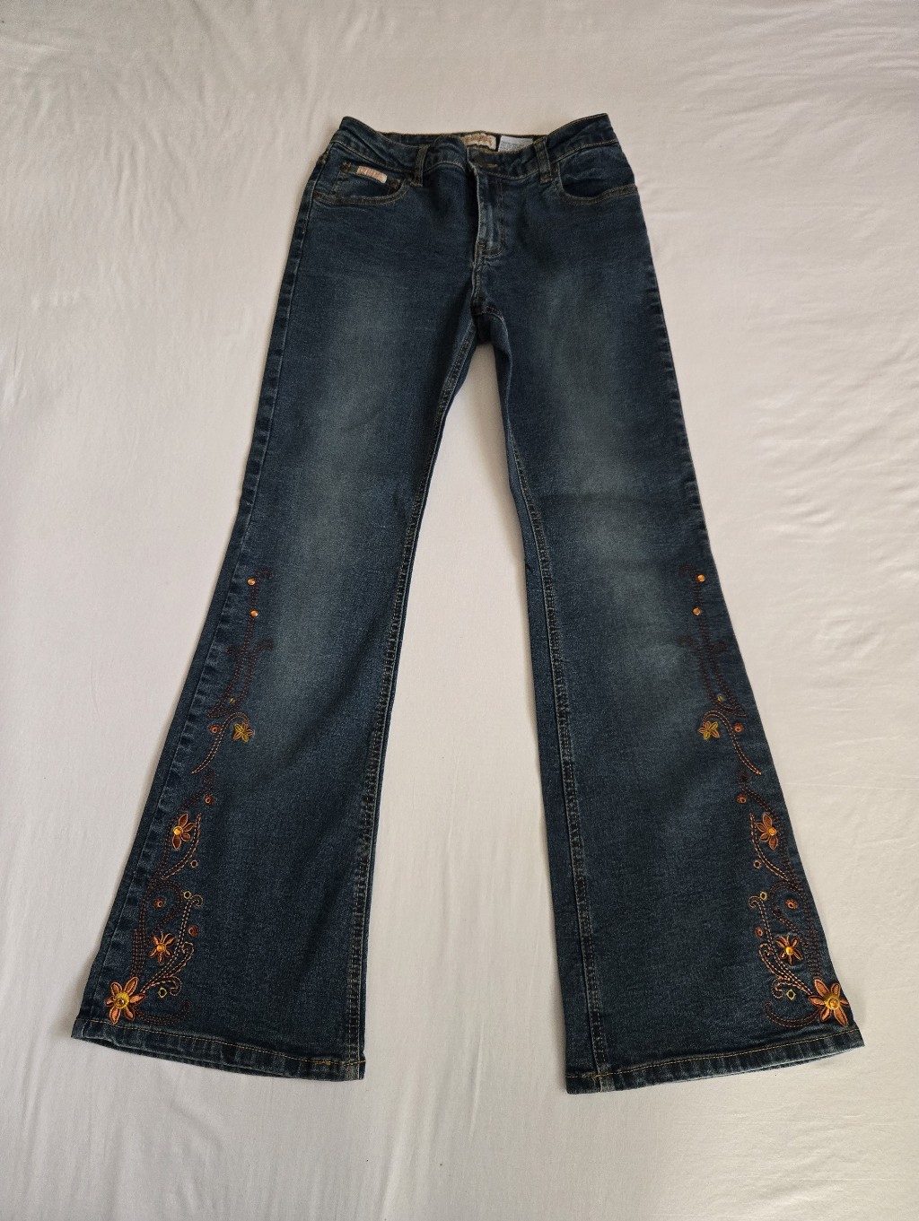 Vintage Gas Line Low Rise Flare Jeans Blue Embellished Y2k Bling Girls 16/ Wn Xs